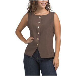 GEMMA+ JANE Scoop Neck Vest With Gold Tone Buttons